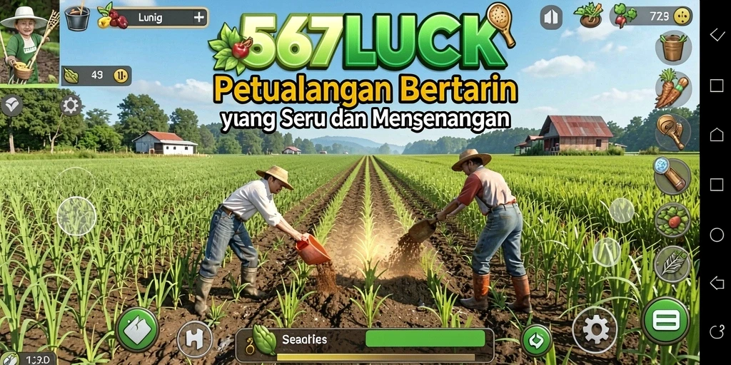 Tampilan gameplay seru dan mendalam di 567LUCK dengan pemandangan ladang hijau.