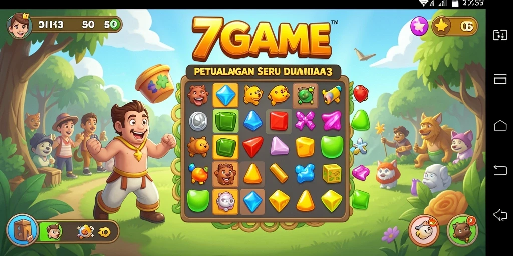 Screenshot dari gameplay seru game Match-3 7GAME.