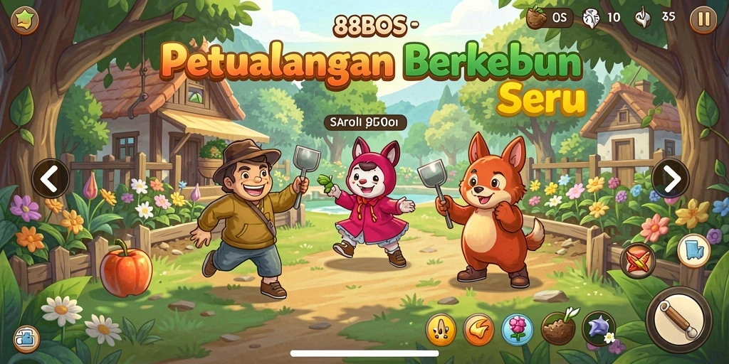 Screenshot gameplay 88BOS menunjukkan aktivitas berkebun yang menyenangkan.