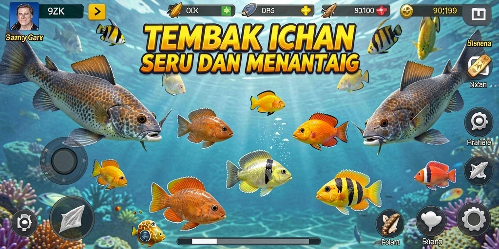 Tampilan gameplay seru dari 9ZK saat menangkap ikan.