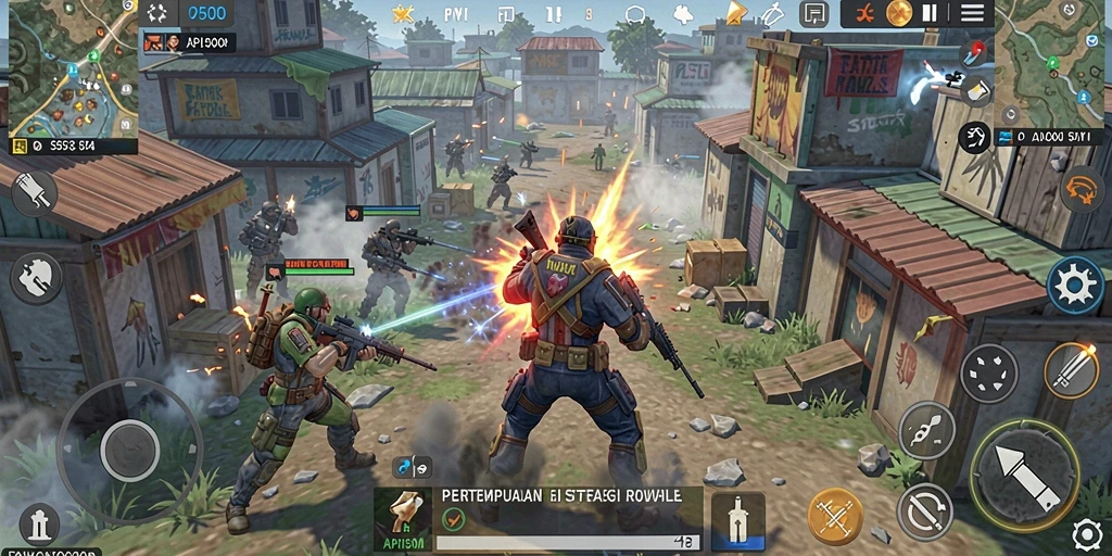 Screenshot menunjukkan aksi seru dalam gameplay Battle Royale API5000.