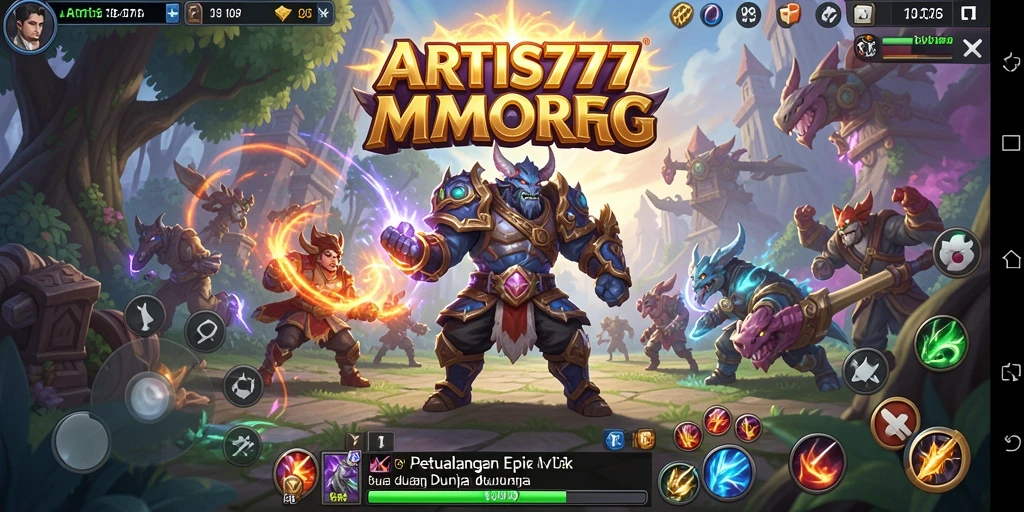 Tampilan gameplay seru dalam ARTIS777 saat bertarung di dunia MMORPG.
