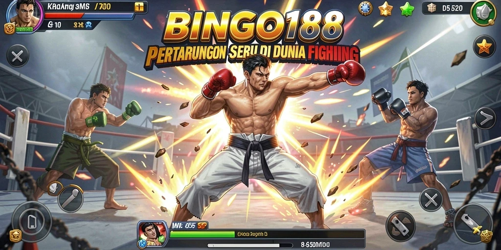 Gameplay BINGO188 menunjukkan aksi pertarungan yang intens dan mendebarkan.