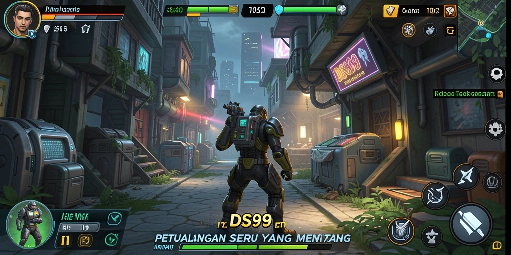 Tampilan gameplay DS99 yang penuh aksi dan petualangan.