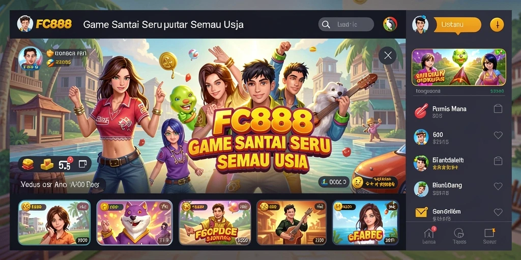 Tampilan gameplay FC888 yang menarik dan penuh warna.