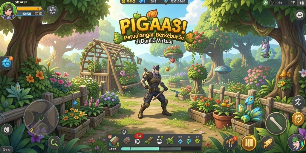 Screenshot GIGA33 menunjukkan pertanian yang indah dengan berbagai tanaman.