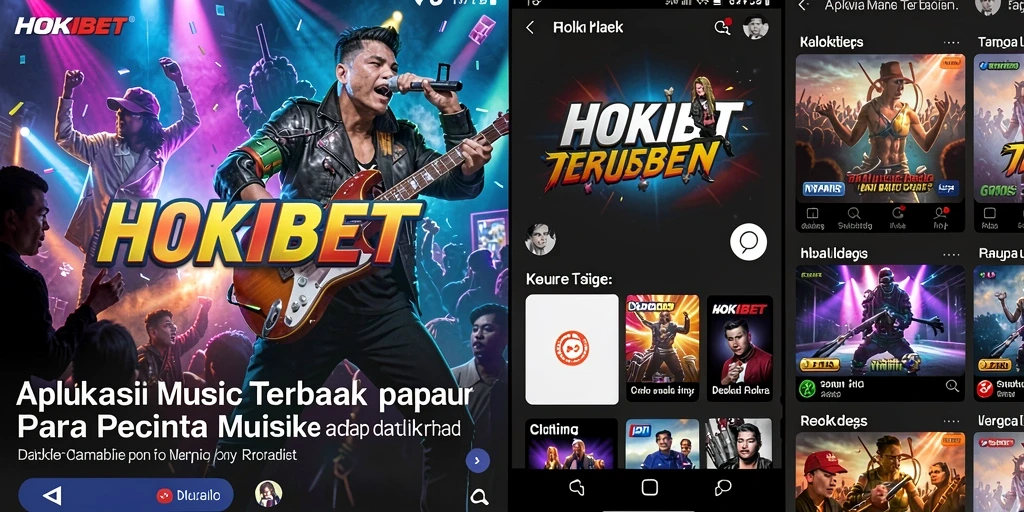 Menampilkan antarmuka HOKIBET dengan berbagai fitur musik.
