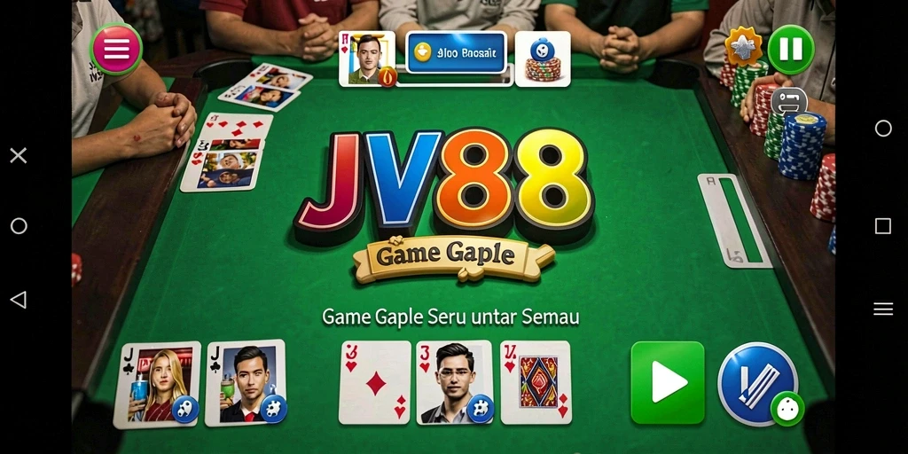 Tampilan gameplay Gaple seru di JV88.
