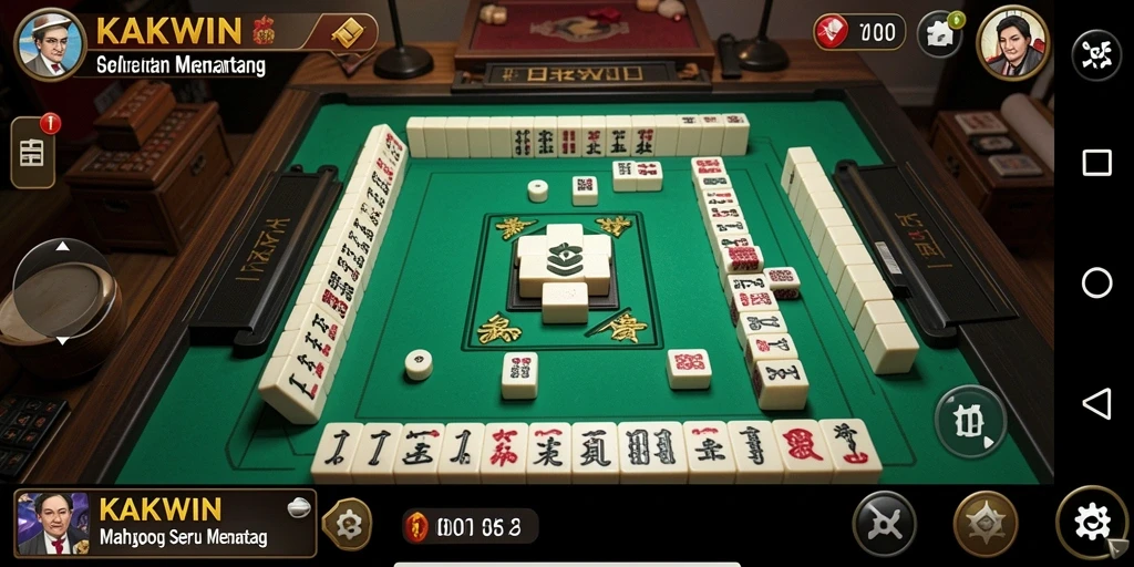 Screenshot gameplay KAKWIN menampilkan antarmuka Mahjong yang menarik.
