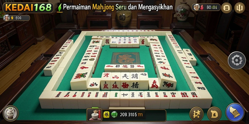 Screenshot gameplay KEDAI168 menampilkan aksi permainan Mahjong yang seru.