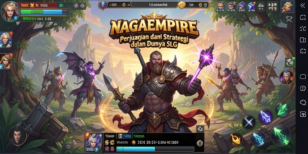 Tangkapan layar utama NAGAEMPIRE menampilkan pertempuran strategi yang mendebarkan.