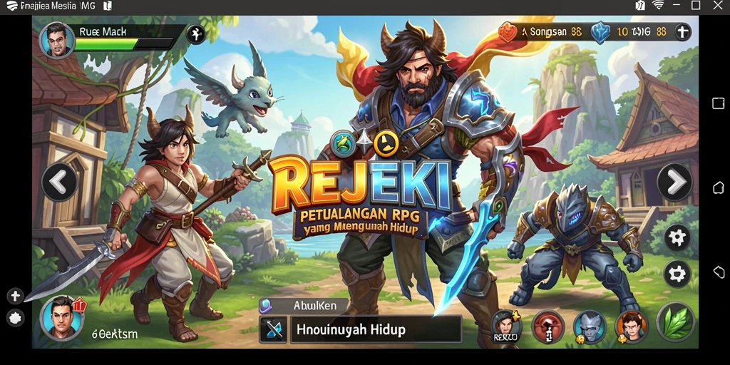 Tampilan screenshot utama REJEKI yang menampilkan aksi memukau dalam gameplay RPG.