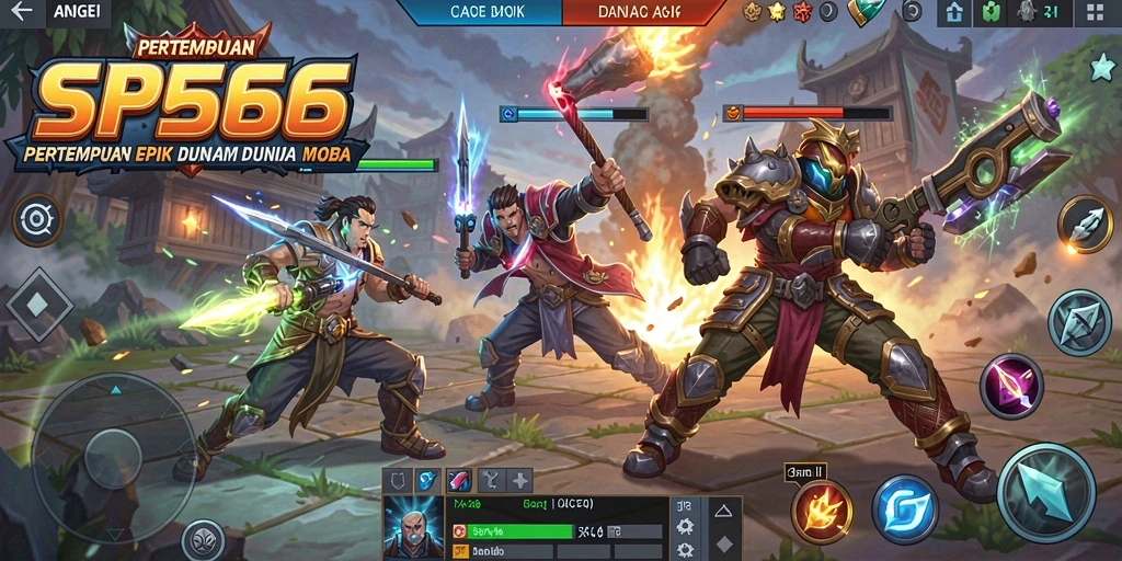 Screenshot SP666 menampilkan aksi pertempuran seru dalam gameplay MOBA.