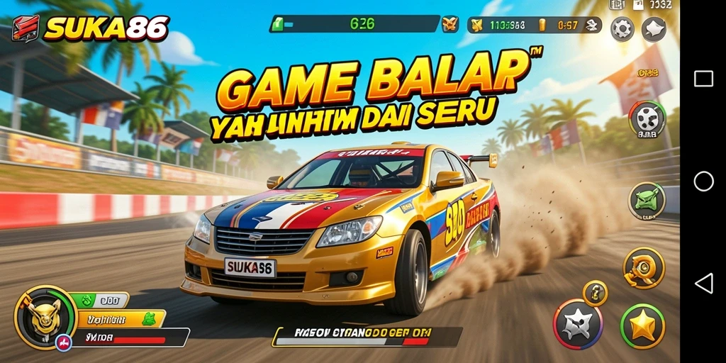 Tampilan menarik dari gameplay balap di SUKA86.