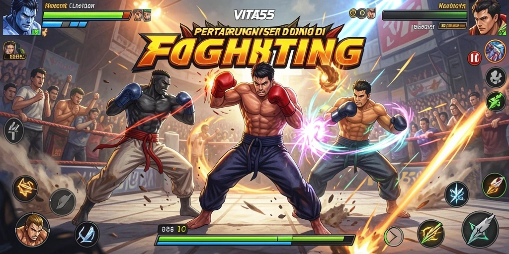 Tampilan gameplay VITA555 yang intens dan penuh aksi pertarungan.