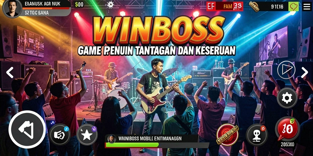 Tampilan gameplay WINBOSS yang menarik dengan berbagai lagu.
