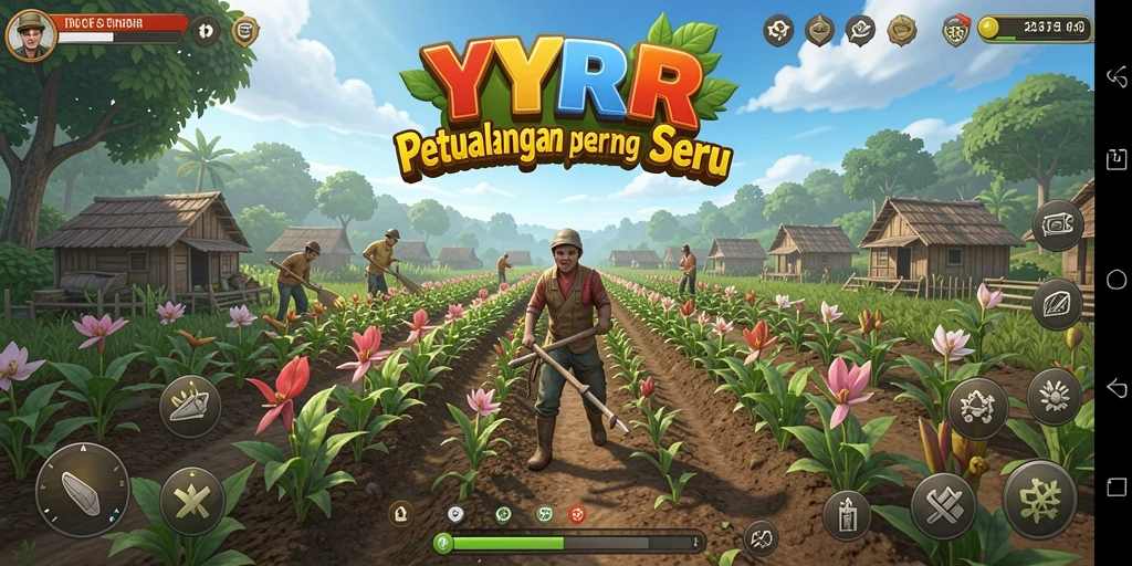 Gameplay YYRR menampilkan petualangan bertani yang menarik dan seru.